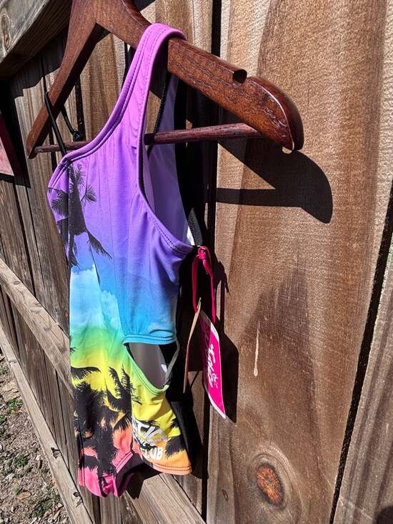 Girls Sport Surf Club One-Shoulder Cut-Out One Piece Swimsuit Size M (10) NWT - Picture 4 of 12